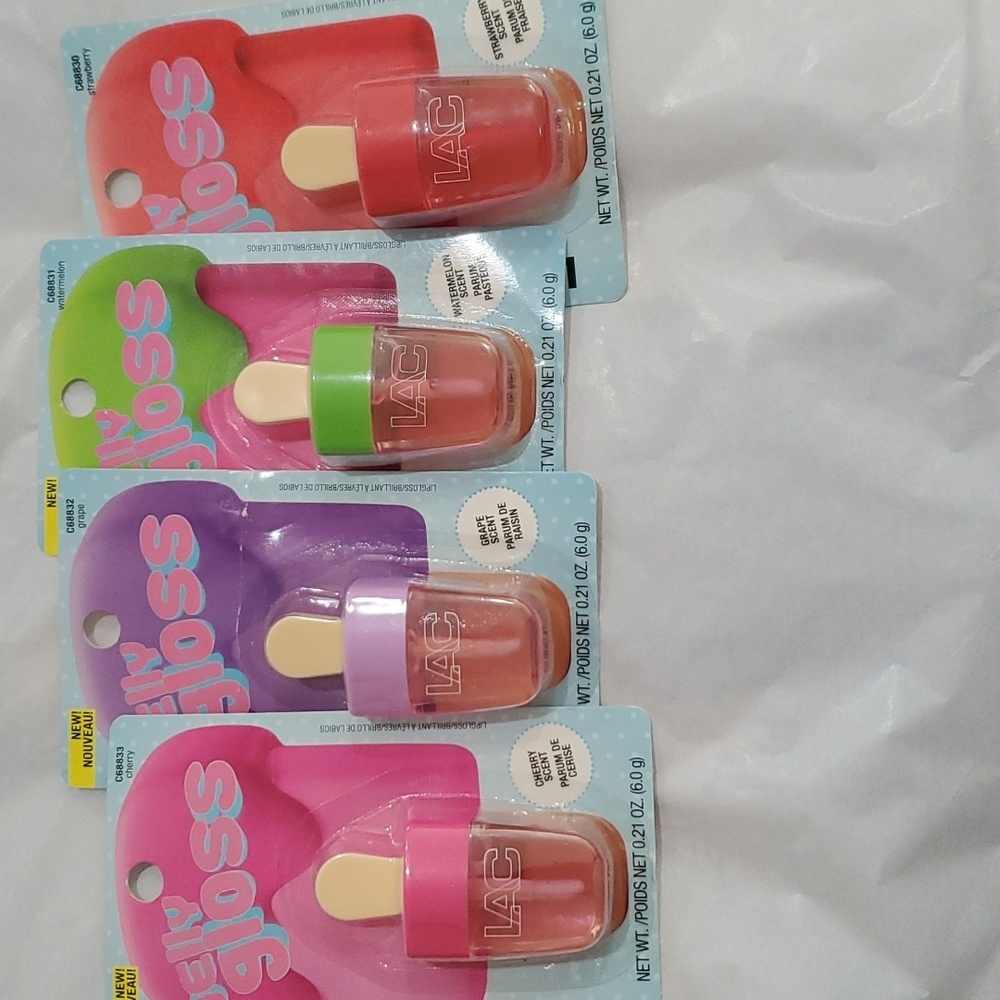 2pack scented jelly gloss in grape, watermelon, cherry & strawberry flavors new